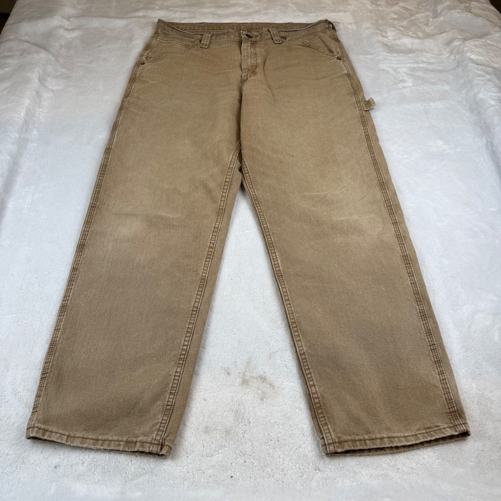 Lee Mens Tan Cotton Canvas Carpenter Work Pants 36x32 2887975